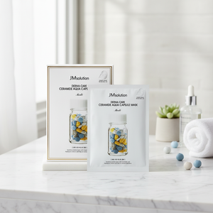JMsolution Korean DERMA CARE CERAMIDE AQUA CAPSULE FACE MASK PLUS 10 piezas de algodón hoja de ácido hialurónico AHA Face Body Mask 1 - Product Image 3