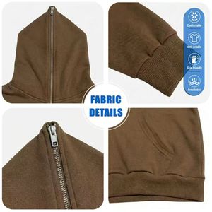 Felpa con <span class=keywords><strong>Cappuccio</strong></span> e Zip Integrale Personalizzata per Uomo, Giacca con Grafica Bocca di Mostro, Oversize Streetwear Hip Hop Casual - Product Image 6