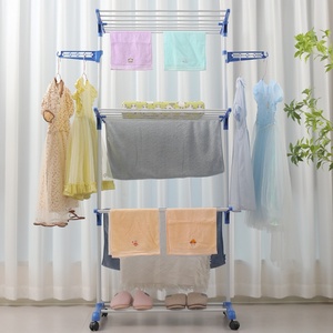 ราวตากผ้าเหล็กพับได้แบบมีปีก 4 ชั้น พกพาสะดวก ป้องกันลม สำหรับห้องน้ำ ห้องนั่งเล่น สไตล์ร่วมสมัย สำหรับรองเท้า - Product Image 1
