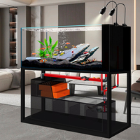 Aquarium de style industriel à filtration par le fond, réservoir en verre extra clair pour salon et maison, aquarium planté pour poissons d'eau douce