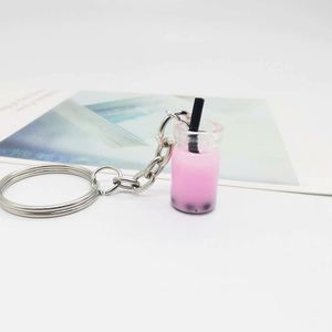 Porte-clés créatif en forme de tasse de thé au lait perlé, pendentif mignon en résine, décoration suspendue pour boissons, cadeau pour filles et adolescentes - Product Image 6
