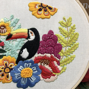 Kits de broderie JP Parrot Series Kits de point de croix Kit de broderie estampillé motif floral pour débutants - Product Image 5