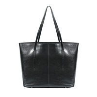 Tas Tote Kulit Asli Vintage Wanita Anti Maling dengan Ritsleting, Kapasitas Besar, Warna Solid, Tas Selempang Fashion Musim Panas