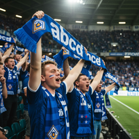 Écharpe tricotée personnalisable avec logo pour supporter de football, châle bicolore bleu pour supporter
