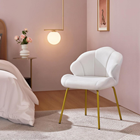 Chaise de salle à manger en forme de coquille mignonne avec dossier en coquille de mer, fauteuil moderne, chaise d'appoint, pieds dorés pour salle à manger, chambre à coucher, bureau à domicile
