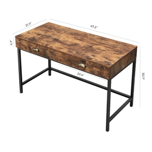 VASAGLE vintage <span class=keywords><strong>I</strong></span> shaped MDF wood study computer home office writing desk with two drawers - Product Image 5