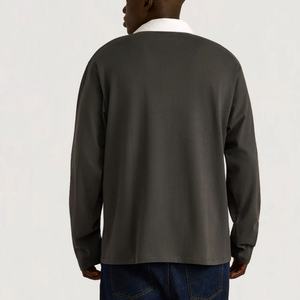 Camisetas Polo de Algodón de Alta Calidad Personalizadas para Hombre, Camiseta de Rugby Holgada a Rayas, Camiseta de Manga Larga para Hombre - Product Image 4