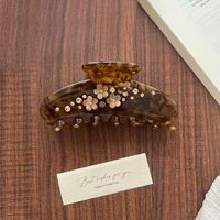 Pince à cheveux florale de luxe en acétate avec strass, légère et écologique, type pince requin et épingle à cheveux pour femme