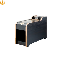 Table basse moderne en bois massif avec porte de rangement et éclairage LED pour le salon