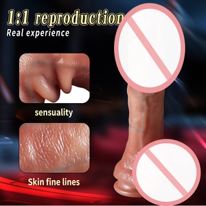 Vibrator Dildo Silikon Cair dengan Simulasi Kulit Otot TPE yang Lembut untuk Masturbator Wanita dan Mainan Tongkat Getar Dewasa - Product Image 5