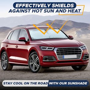 Foldable Front Windshield Sun <b>Shade</b> Polyester UV Sun Heat Car Sun <b>Shades</b> Auto Double Circle Car Sunshade With Custom Logo Print - Product Image 4