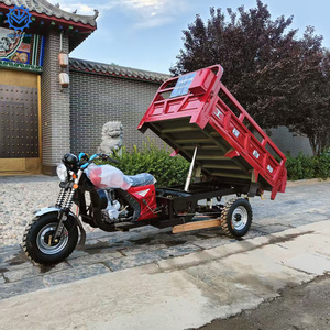 Tricycle cargo à trois roues rouge à essence avec benne basculante pour le transport de charges lourdes - Product Image 1