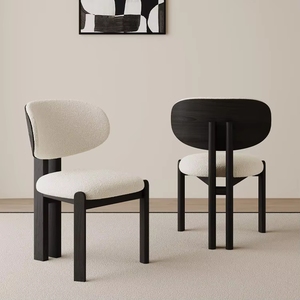 Silla de Comedor Moderna Estilo Lana de <span class=keywords><strong>Cordero</strong></span> VL, Decoración Suave, Madera Minimalista, Forro de Lana - Product Image 3