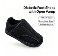 Chaussures Diabétiques Respirantes à Bout Ouvert et Réglables en Maille pour Pieds Gonflés, Post-Opératoires, Œdèmes, Hommes et Femmes Âgés
