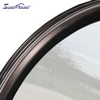Ventana Redonda de Aluminio con Doble Acristalamiento, Personalizada, en Forma de Arco, Media Luna, Negra, para Casa o Villa