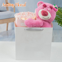 AM-SPC112 Ammy Erdbeer bär Seife Blume Rose Blumen sträuße Teddybären in Gloft Boxen für Valentinstag konservierte Blumen kasten