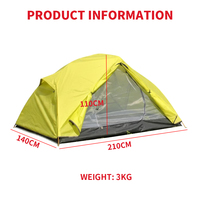 Tente de camping ultralégère pour 2 personnes, imperméable, en ripstop, double couche, avec poteaux en aluminium, installation facile, équipement de randonnée en montagne