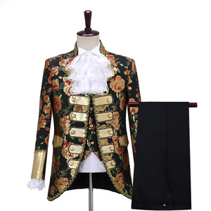 Nouveau <span class=keywords><strong>costume</strong></span> pour <span class=keywords><strong>homme</strong></span> en trois <span class=keywords><strong>pièces</strong></span>, style européen <span class=keywords><strong>vintage</strong></span>, Renaissance, antique, imprimé floral, <span class=keywords><strong>costume</strong></span> de scène Prince Charmant pour <span class=keywords><strong>homme</strong></span> - Product Image 4