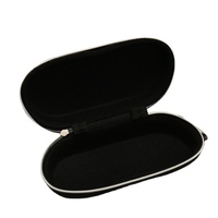 Étui à lunettes rigide de haute qualité Huicheng HC-205 en tissu Oxford noir avec fermeture éclair, personnalisable avec logo, emballage en vrac