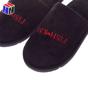 Langlebig Komfortabel Einweg Hotel <span class=keywords><strong>Slipper</strong></span> Benutzer definiertes Logo EVA Sohle Anti Slip Schwarze Hausschuhe für Home Travel <span class=keywords><strong>Spa</strong></span> - Product Image 6