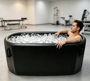 Baignoire de récupération ovale noire de luxe portable pour adultes, grande baignoire de plongeon froid/chaud combinée pour usage extérieur - Product Image 1
