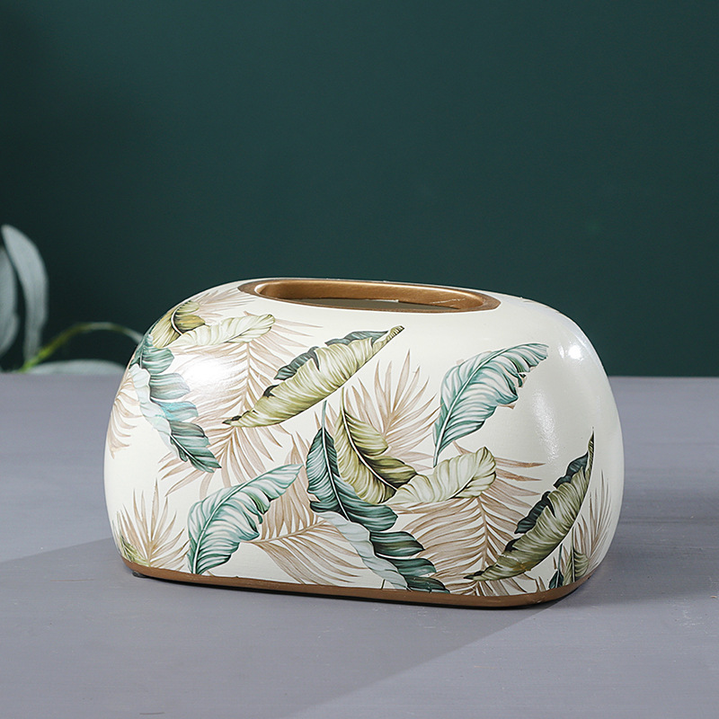 Boîte à mouchoirs ronde à motif feuillu