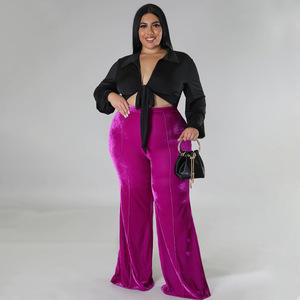 Nuovi Arrivi Moda Casual <span class=keywords><strong>Pantaloni</strong></span> da <span class=keywords><strong>Donna</strong></span> <span class=keywords><strong>Taglie</strong></span> <span class=keywords><strong>Forti</strong></span> 5XL <span class=keywords><strong>in</strong></span> Velluto a <span class=keywords><strong>Vita</strong></span> Alta e Gamba Larga - Product Image 3