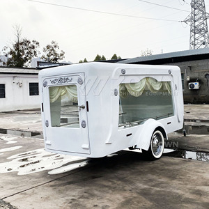 Remorque funéraire à deux roues, carrosserie blanche, compartiment décoratif en verre, remorque pour services commémoratifs - Product Image 4