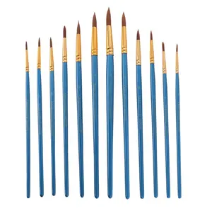 keep smiling 12 nylon wool brush set pointy pearl blue pen holder art painting oil brush set wholesale