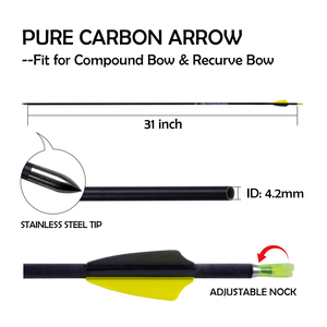 Khuyến mãi HOT! Mũi tên Carbon nguyên chất 4.2mm Sp500 600 700 800 900 1000 1300 1500 dùng cho cung <span class=keywords><strong>recurve</strong></span>/cung compound tập luyện bắn cung - Product Image 5