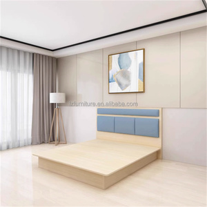 Hotel Bedroom Furniture Sets Customize King <b>Queen</b> <b>Size</b> Wood <b>Bed</b> <b>Frame</b> With Headboard Nightstand TV Cabinet Desk For 3 Star Hotel - Product Image 2