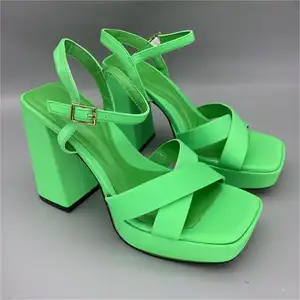 DEleventh-Sandalias de tacón superalto para mujer, zapatos de tacón grueso, color caramelo, impermeables, de plataforma, para verano, 395