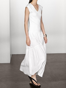 Factory Wholesale Custom Women Elegant White V-neck Sleeveless Long <strong>Maxi</strong> <strong>Dress</strong> New Design Breathable Comfortable Evening <strong>Dress</strong> - Product Image 5
