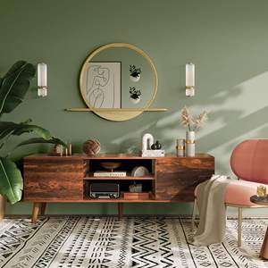 Тумба под телевизор из орехового дерева, современный дизайн, 3 ящика, подходит для телевизоров до 80 дюймов. Тумба под телевизор, медиацентр, стеллаж для гостиной - Product Image 3