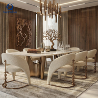 Hochwertiger Esszimmerstuhl mit Hoher Rückenlehne aus Samt – Leder Nordic Designer Luxus Villa Objektstuhl Hotelmöbel für Restaurants