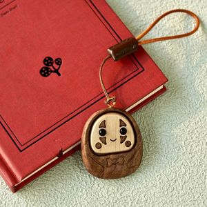 YiTao No Face Man Wooden Pendant <b>Keychain</b> Cartoon <b>Anime</b> Car Accessory Gift - Product Image 3