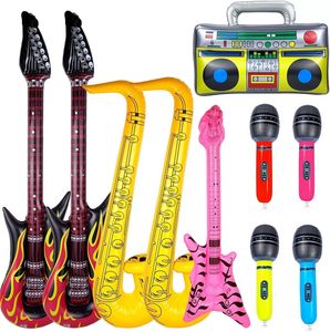 En Stock, Juguetes Inflables de PVC, Instrumentos Musicales de Simulación: Guitarra, Teclado, Micrófono, Radio, Batería - Product Image 4
