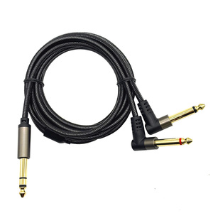 Câble audio <span class=keywords><strong>TRS</strong></span> stéréo mâle plaqué or 6.35mm 1/4 "vers double 2X6.35mm 1/4" mâle TS <span class=keywords><strong>Mono</strong></span> 90 degrés à angle droit en Y - Product Image 4