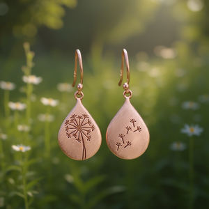 Orecchini Pendenti E2586 in Argento Tibetano Placcato Oro Rosa con Design Vegetale, Gioielli Vintage da Donna - Product Image 2