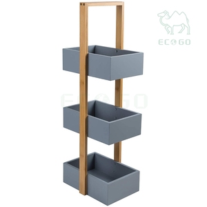 ชั้นวางของไม้ไผ่ & MDF 3ชั้นแข็งแรงทนทานชั้นเก็บของในห้องนอนชั้นเก็บของใช้ซ้ำได้ - Product Image 4