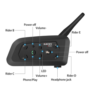 Harga Grosir Pabrik XINOWY V6C12000M Aksesoris Helm Motor BT Walkie Talkie 2 Pengendara Headphone Full Duplex - Product Image 3