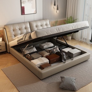 Modern Hard Wood Frame Master Bedroom Wedding Bed with Storage With Storage <strong>Head</strong> <strong>Board</strong> - Product Image 2