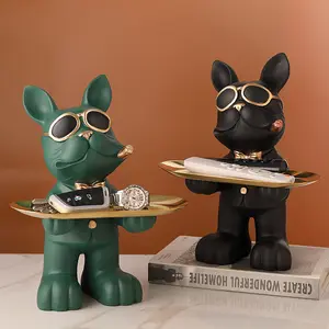 İskandinav ev dekor köpek tepsi şeker tabağı anahtar tepsi reçine el sanatları masa depolama süsler reçine köpek heykeli dekorasyon el sanatları