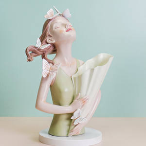 हॉट सेलिंग फूलों की व्यवस्था vase सुंदर तितली लड़की रेसिन वेज़ घर की सजावट के लिए - Product Image 6