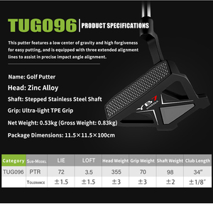 <span class=keywords><strong>Putter</strong></span> de golf pour homme droitier PGM TUG096 avec manche en acier et poignée en TPE, faible centre de gravité, 3 lignes de visée - Product Image 5