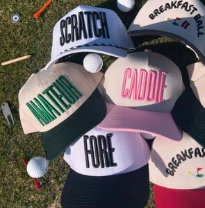 Sombrero de golf con logotipo personalizado y Snapback Premium 3D Puff bordado escrito 5 paneles gorras de béisbol verano algodón estructurado Gorras - Product Image 1