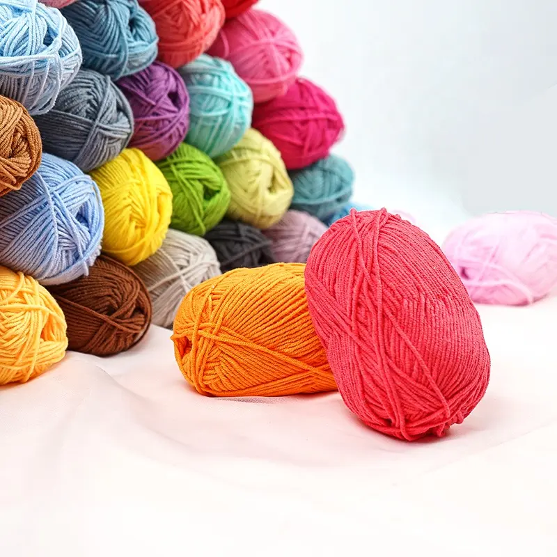 Wholesale Various Colors Hand Knitting Baby Yarn Crochet Bulk 5Ply 50G Milk Cotton Yarn For Crochet