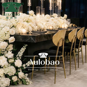 Location de mobilier Chaise de mariage à dossier haut en acier inoxydable doré pour les mariés Hôtel Salle à manger et salon à l'extérieur - Product Image 4