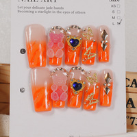 Faux Ongles à Presser en Acrylique Style Crocodile Français Couverture Complète des Doigts 10 Pièces Faits Main avec Colle Échantillon Gratuit