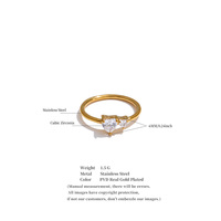 Bague empilable minimaliste JINYOU 916 taille 6789 en acier inoxydable plaqué or 18 carats avec double cœur en zircon cubique